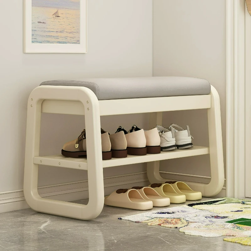 Tabouret de rangement en bois blanc pour entrée, avec étagères, pour changer de chaussures, style moderne, meuble de chambre