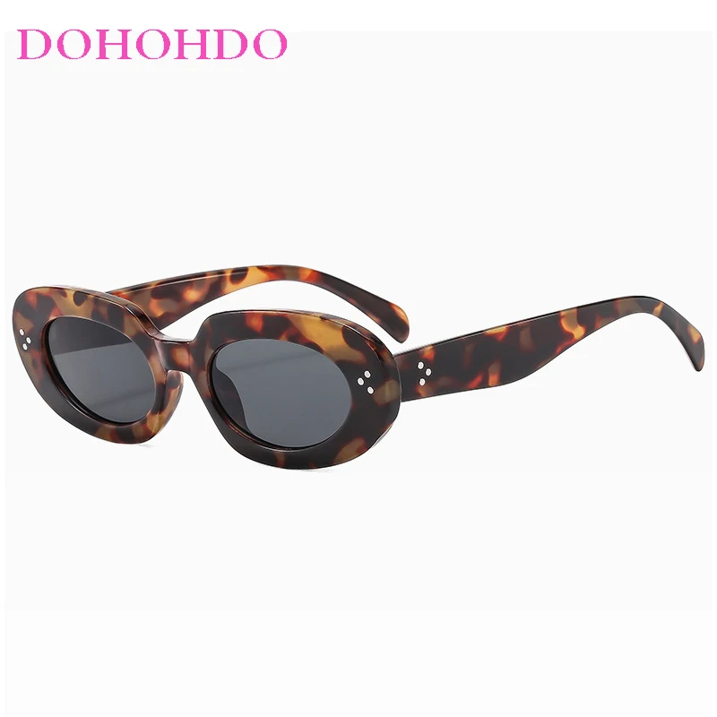 الرجعية الصغيرة البيضاوي العصرية الأرز مسمار تزيين النساء النظارات الشمسية العلامة التجارية تصميم الرجال مكبرة في الهواء الطلق الظل محرك السفر نظارات UV400 #4