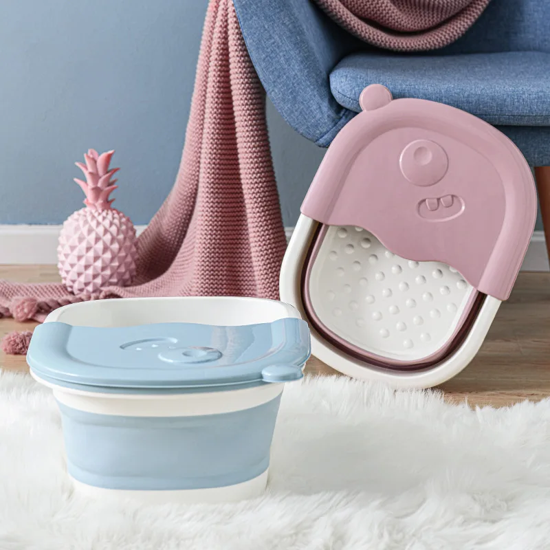 Collapsible Footbath Plain Foaming Massage Bucket Foldable Bucket Foot Bath Bucket Bathroom Foot Wash Basin Laundry Baskets