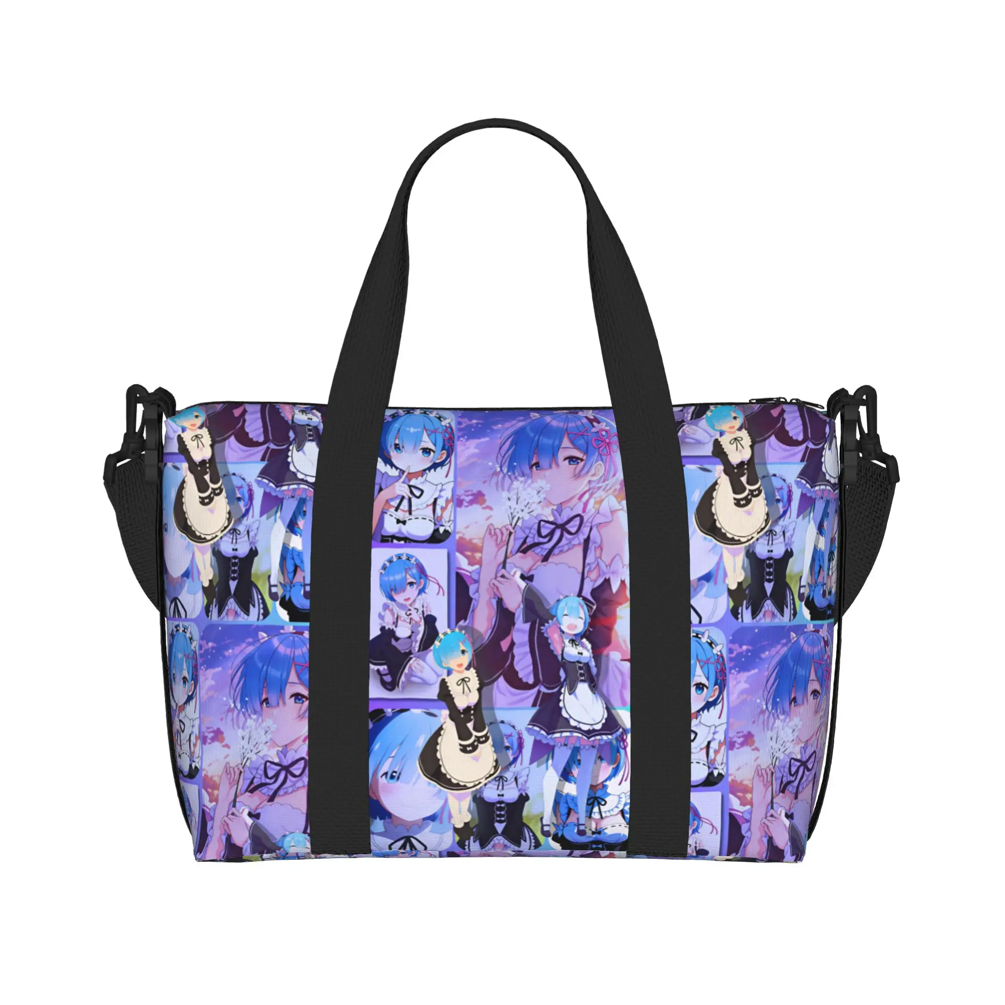 Custom Anime Rem Emilia R-Re:ZERO Tote Bag Women Large Capacity Starting Life in Anothers Worlds Beach Gym Shoulder Travel Bag