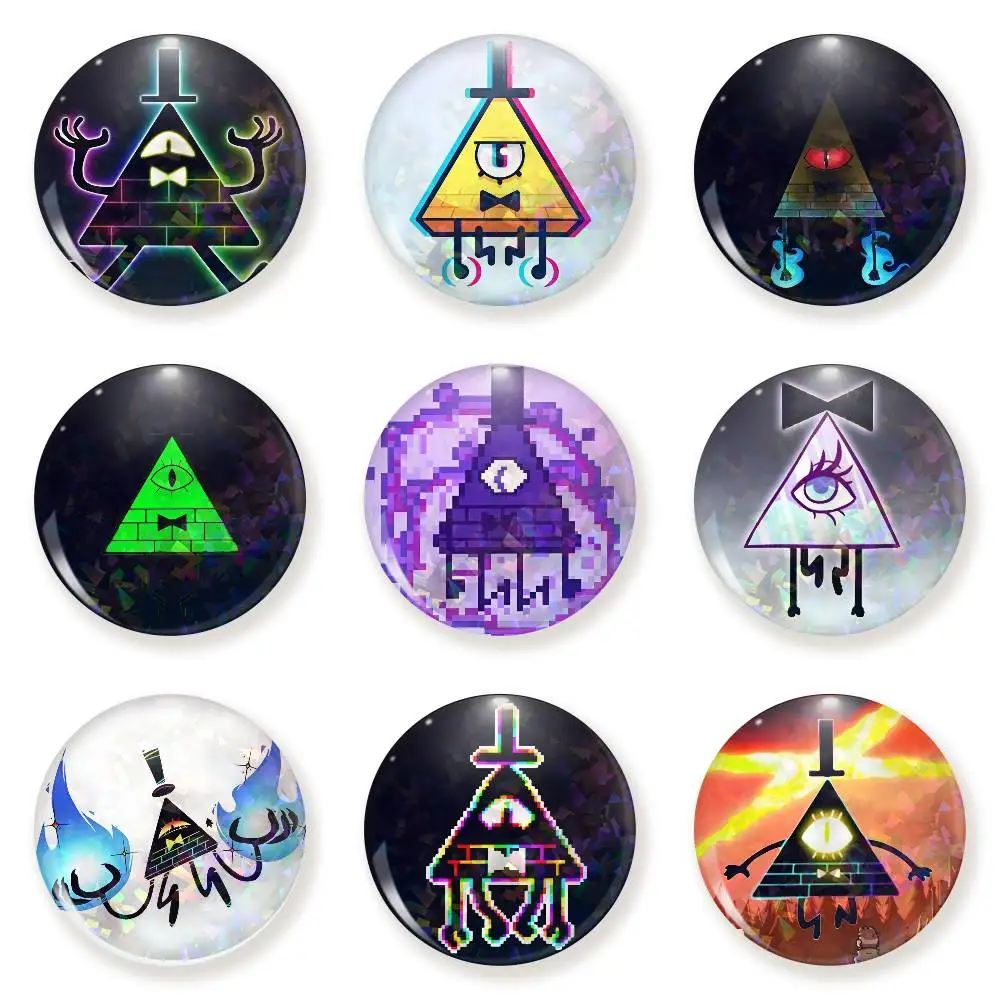 Gravity Falls B-Bill Badge On Backpack Accessories Manga Icons Pins Round Cartoon Brooches For Clothes Bag Decor Gifts