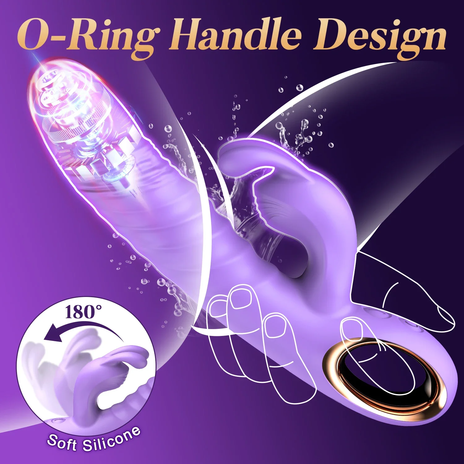 luxurious Field Rabbit Thrusting Vibrator Dildo with 10 Vibrating Thrusting Liquid Silicone Vaginal Massage Sex Toy for Women - view 4
