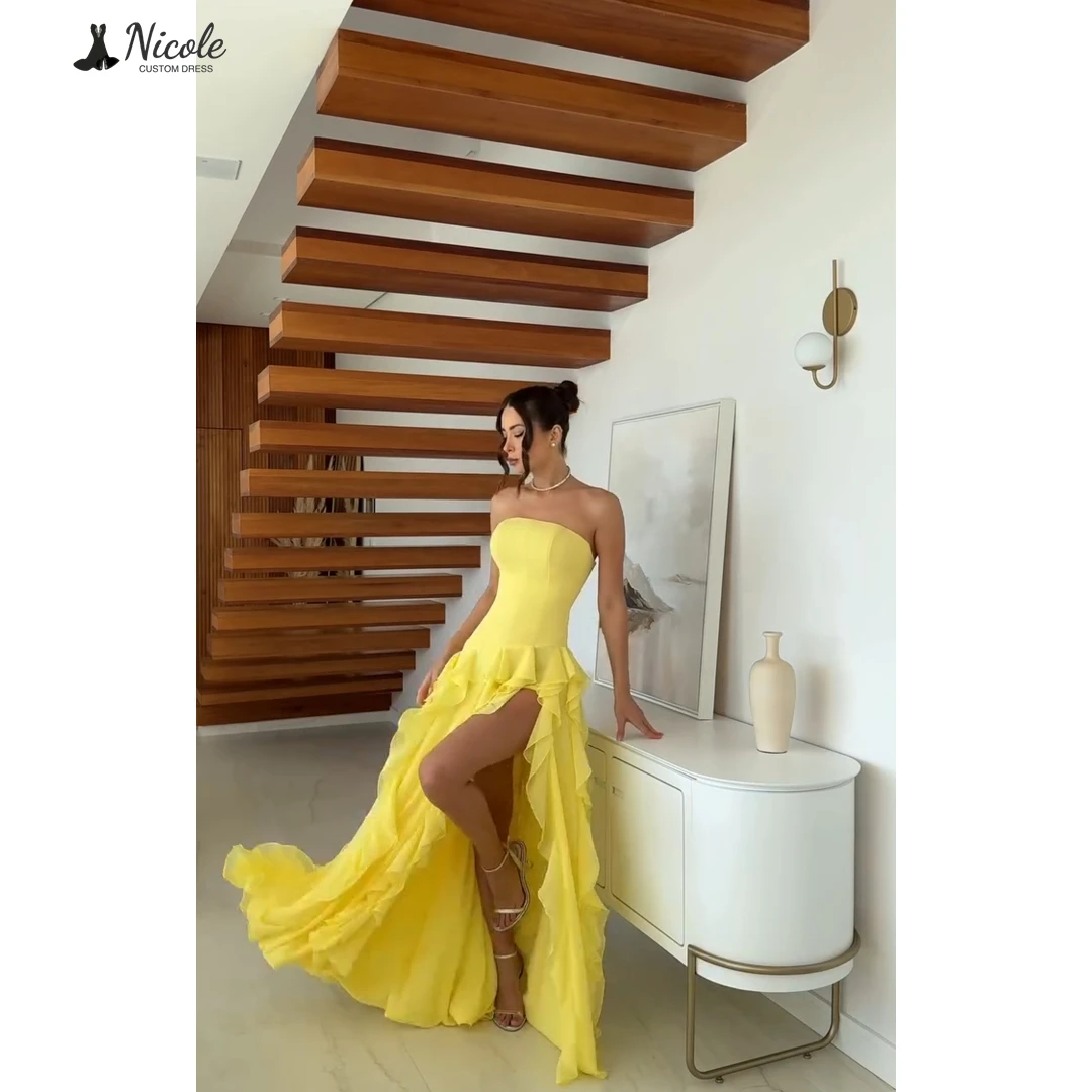 

Николь Элегантные женские платья на заказ для свадебной вечеринки Платье длиной до спины Роскошное вечернее платье 2025 Линия Бальные платья с разрезом