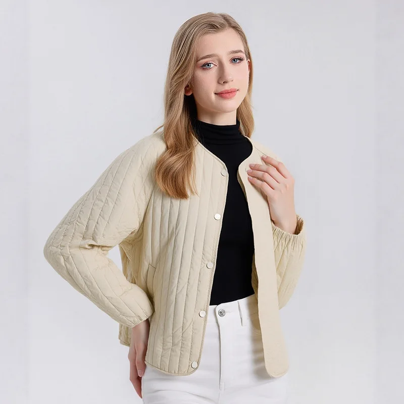 MadBlack-Silk Filler Elegant Coat, V Neck Long Sleeve, Women Casual Keep Warm Windproof Loose Cardigan, 2026 Autumn New C67642CC