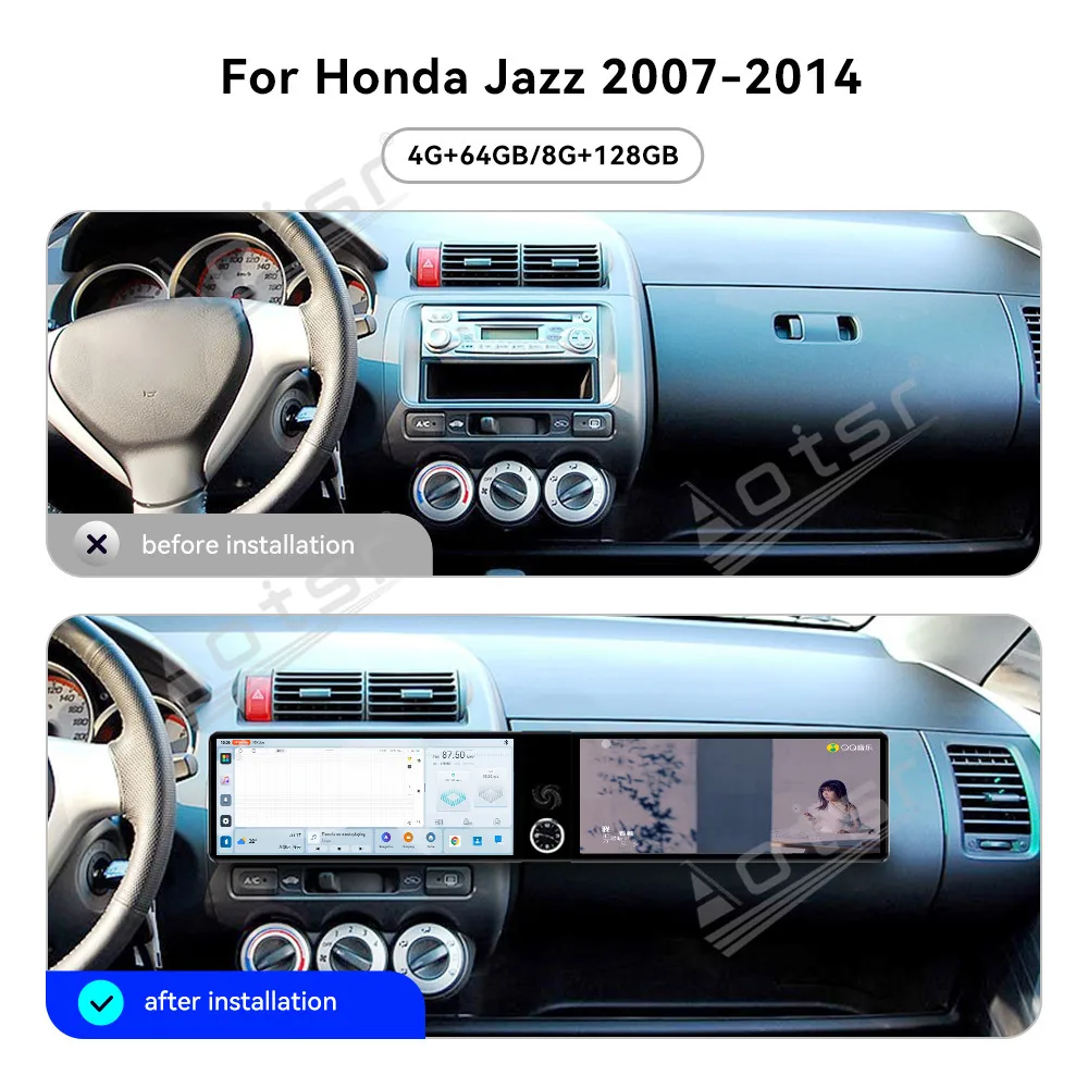 

12.3" Android 13 HD Dual Screen Car Radio For Honda Jass 2007-2014 Car Multimedia Video Player GPS Navigation Carplay Unit DSP