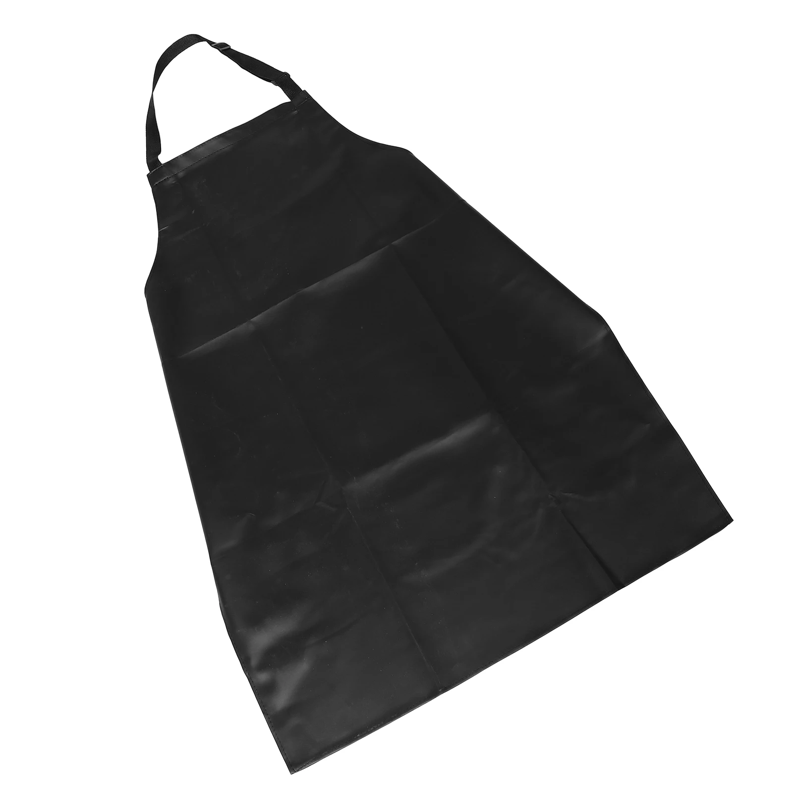 

Black Pu Waterproof Oil Resistant Apron 69X98Cm Large Adjustable Work Apron For Kitchen Seafood Butcher Dishwashing