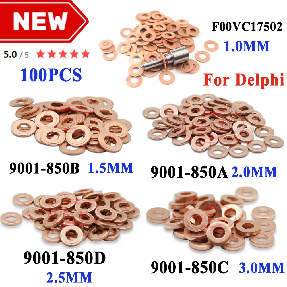 

100pcs 9001-850C Diesel Injector Copper Washer 9001-850 9001-850B 9001-850E 9001-850A 9001-850D 9001-850F for Delphi