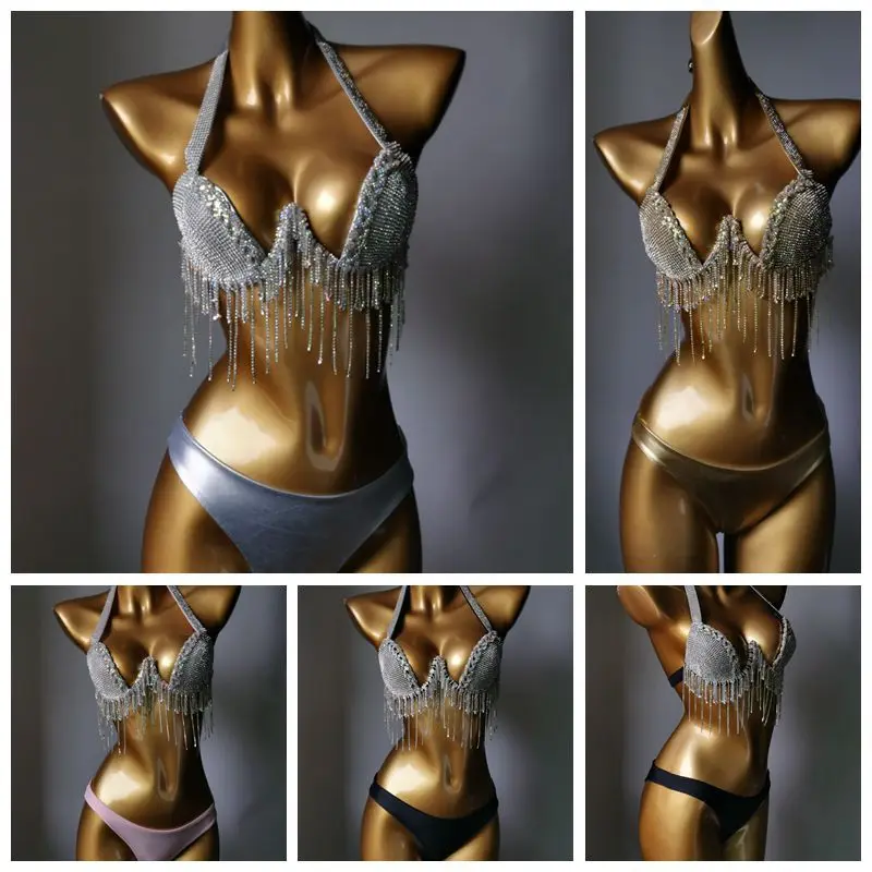 New Diamond Fringed Swimsuit Sewn Diamond Bikini Nightclub Suit