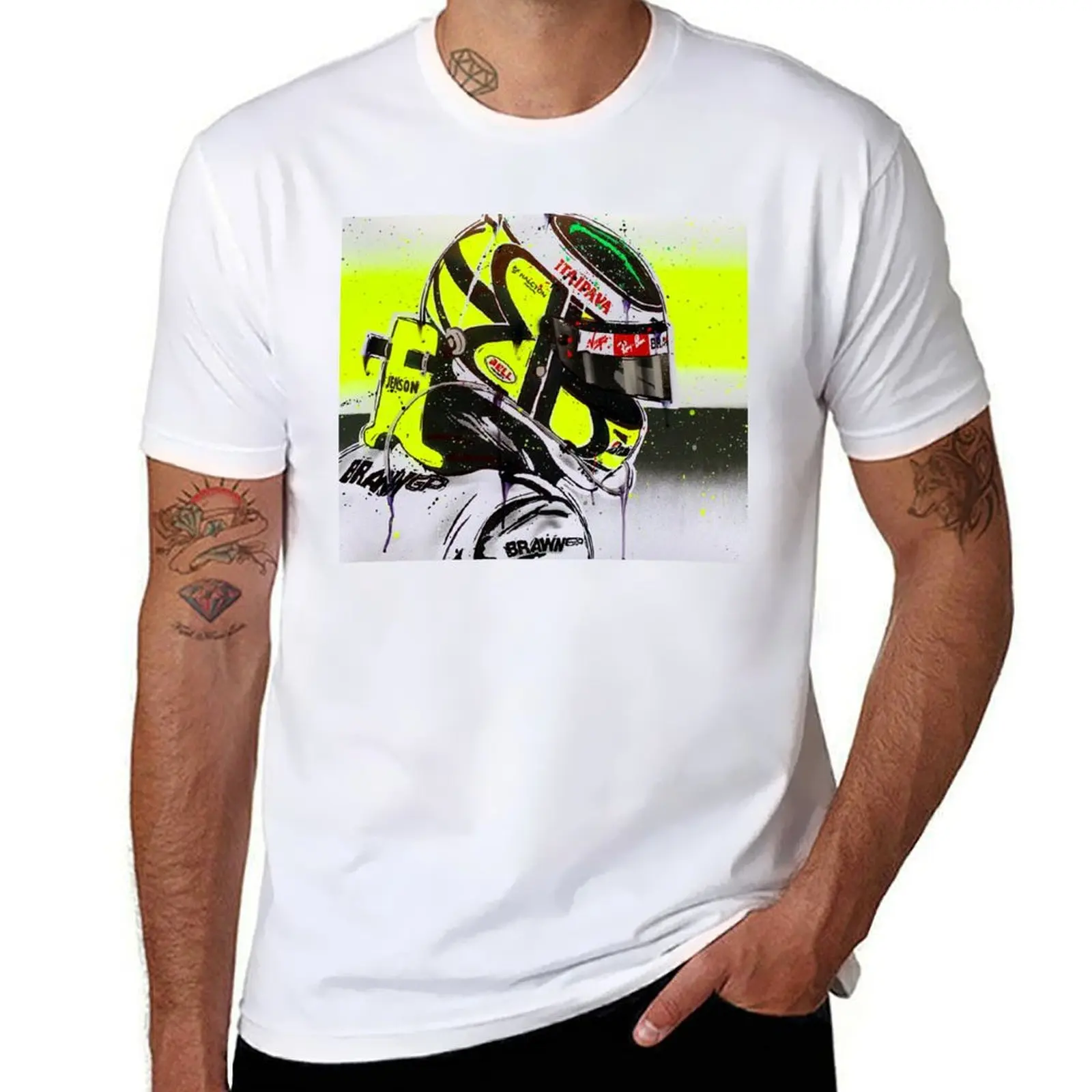

Jenson Button - Brawn GP F1 graffiti painting by DRAutoArt T-Shirt t shirt men 100% cotton luxury brand t shirts cotton 100%