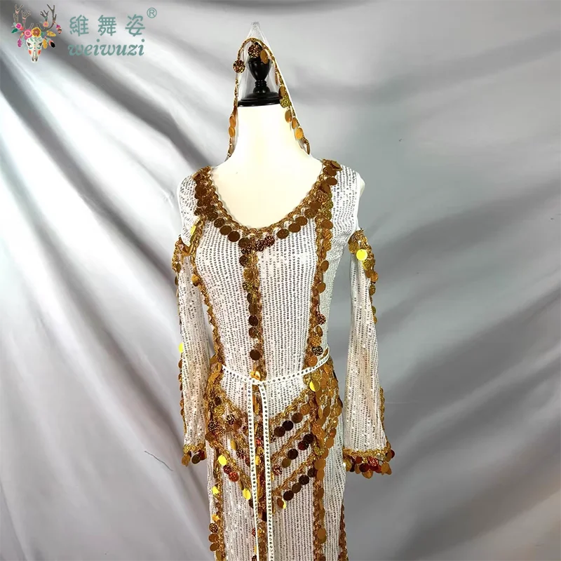 BellyDance Robes Women's Customsized Senior Sequin Robe+Bra+Headscarf 3pcs Oriental Dance Shaabi Baladi Saidi Competition Robes