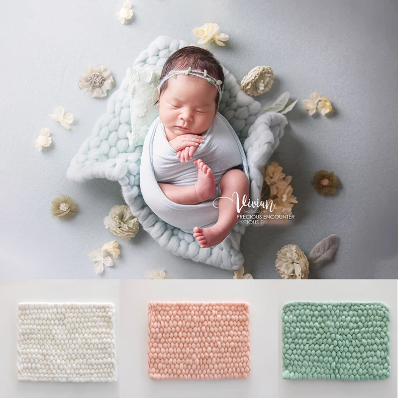 Newborn Photography Blanket Props Soft Coarse Wool Blanket Infant Toddler Posing Decorative Background Studio Photo Accessories