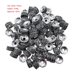 30pcs 8mm 2 Styles Wheel Shape Perforated Gasket Handmade Bracelet Necklace Jewelry Spacer Beads DIY Alloy Accessories Supplies