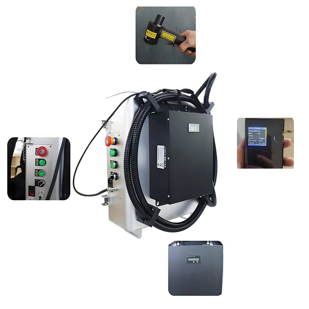 آلة التنظيف بالليزر النبضية على الظهر، طلاء الصدأ المعدني عالي السرعة #6
