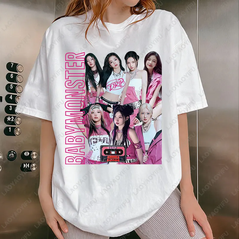 Baby Monster World Tour 2025, Sweatshirt, Hello Monsters KPOP, Fan-T-Shirt, Herren- und Damen-Baumwolle, lässige Mode-T-Shirts, alle passenden Tops für Erwachsene
