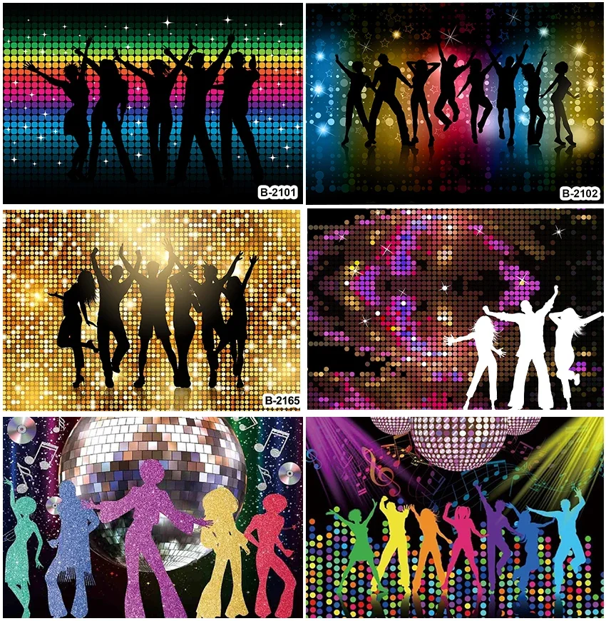 Music Bar Dance Figure Outline Backdrops Photographic Night Club For Birthday Party Glow Light Show Disco Ballroom Backgrounds