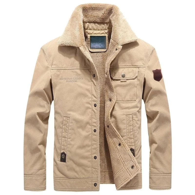 

Men's Windbreaker Winter Jacket with Thick Wool Liner Warm Long Style Special Wide Fit Youth Trendy Poplin Casual Outerwear