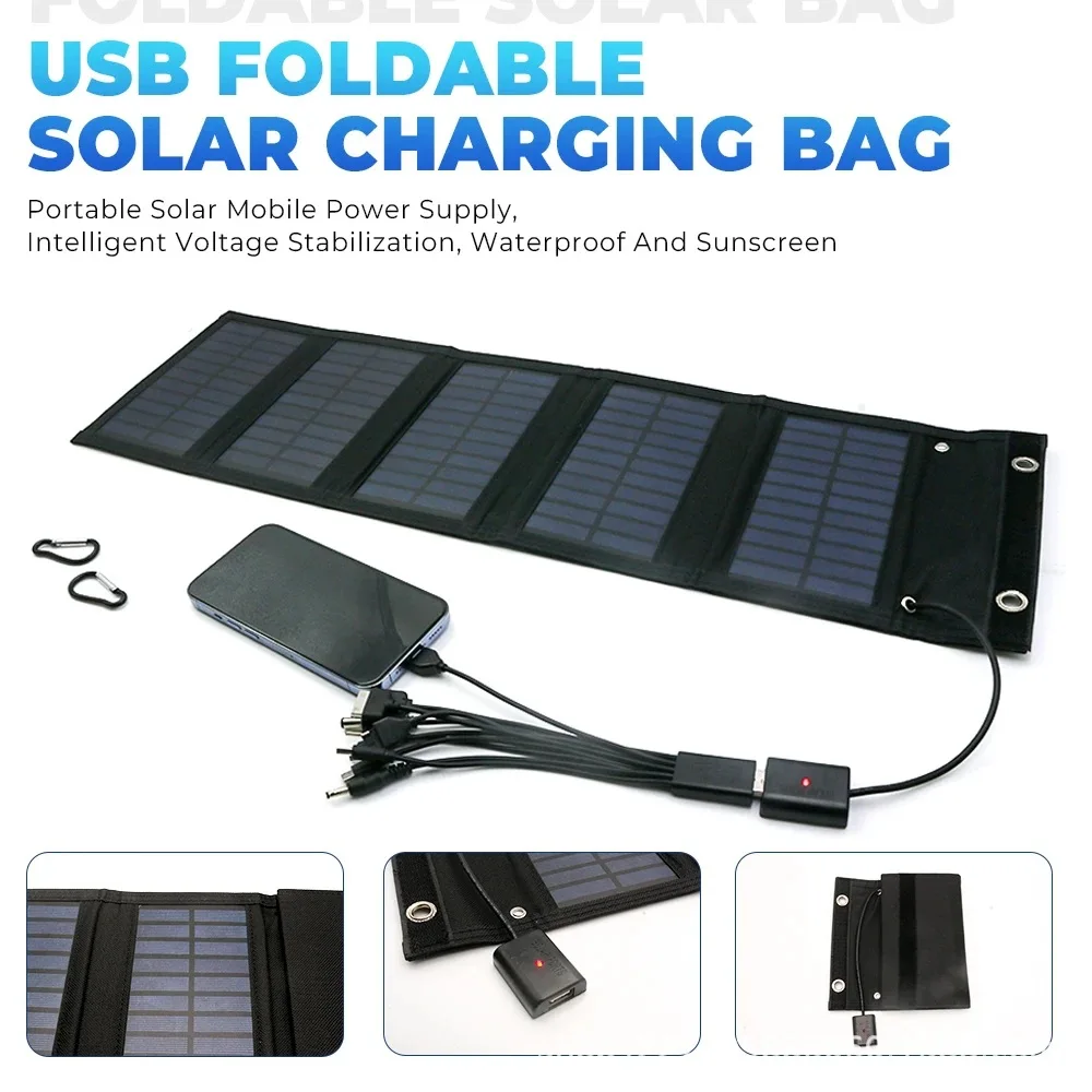 2025 Best Seller! Foldable Solar Charger Bag - Portable Mini Solar Panel for Phone, Camping, Emergency Power Bank (5V/10W)
