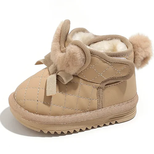 어린이 스노우 부츠, 겨울 여아 공주 신발, 봉제 절연 아기 코튼 신발, 부드러운 밑창, 미끄럼 방지 아기 짧은 부츠  Best5