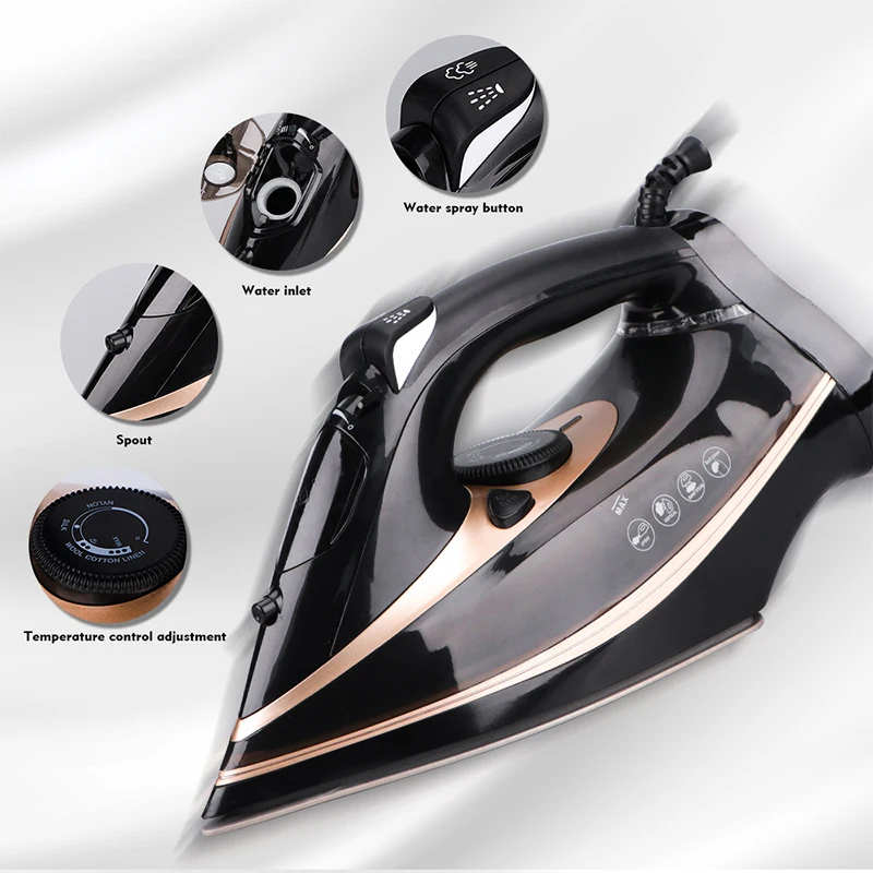 مكواة البخار الكهربائية الأجهزة المنزلية المحمولة القماش الحديد للملابس لوحة سيراميك بخار كبير 2200 واط للمنزل