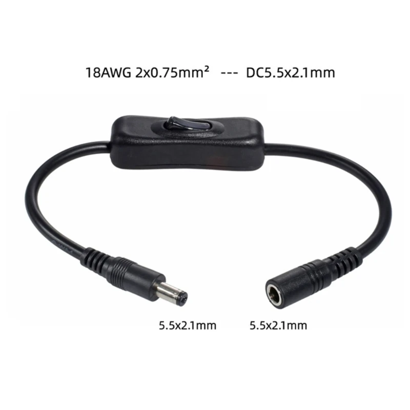 Light Switch DC 12V Female Male Power Cable 5.5x2.5mm /5.5x2.1mm DC Connector ON OFF Inline 304 Switch 5V 12V 24V for LED Strip