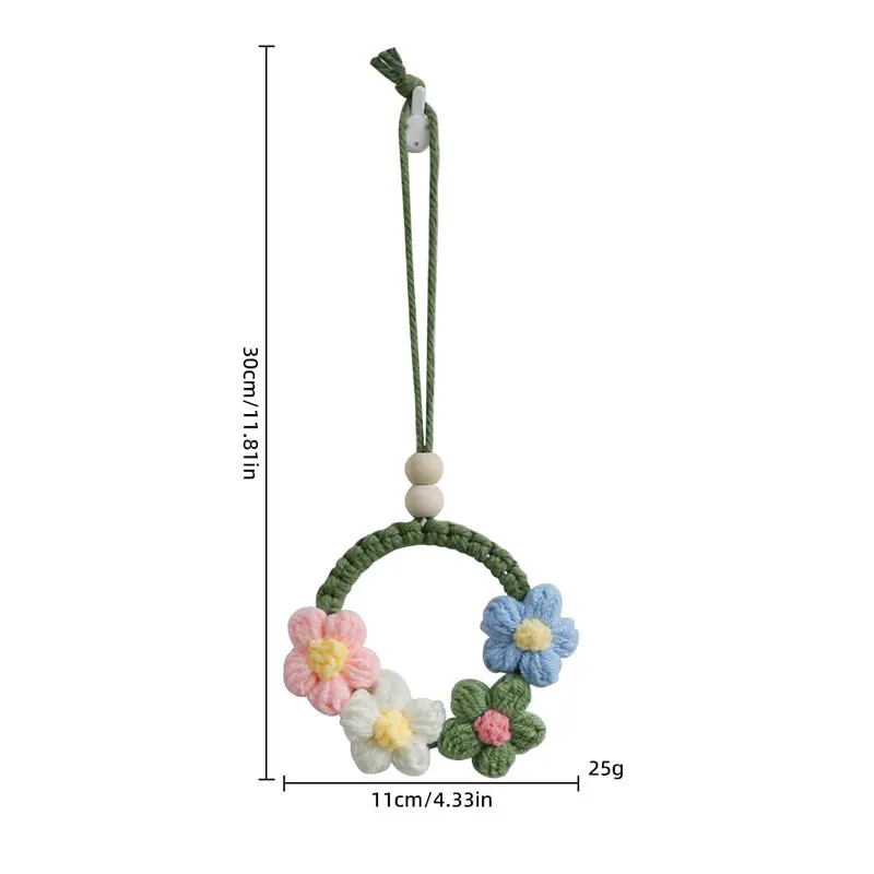 Car Pendant, Hand-Woven Flower, Car Interior Hanging Ornament, Car Rearview Mirror Hanging Decoration