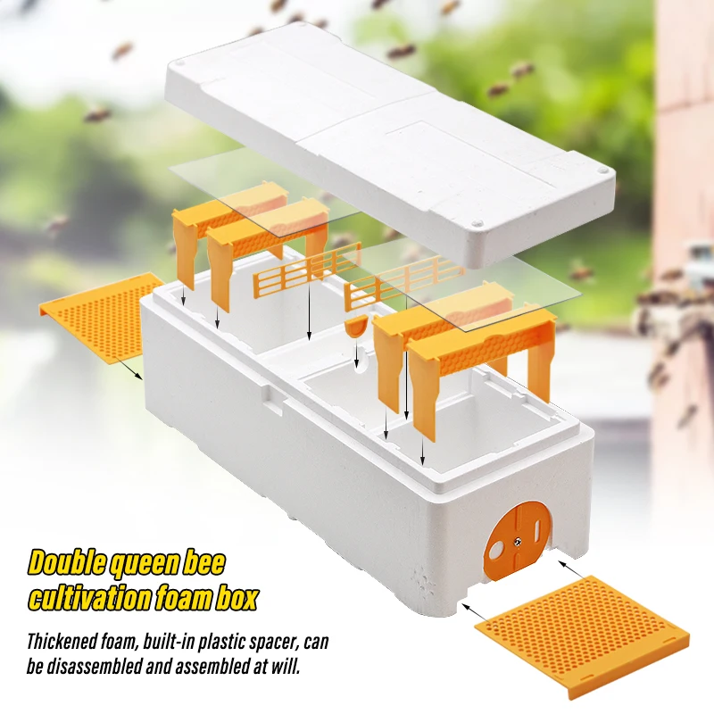 Beekeeping Hive Queen Bee Box Multi-Functional High Strength EPS Foam Two Queens Queen Rearing Nuc Bee Mating Box Nuc Beehive