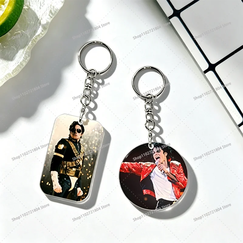 Michael Jackson Anime Car Keychain Accessories Fashion Cute Charms Pendant for Bag Funny Key Holder Backpack Decoration Gifts image 2