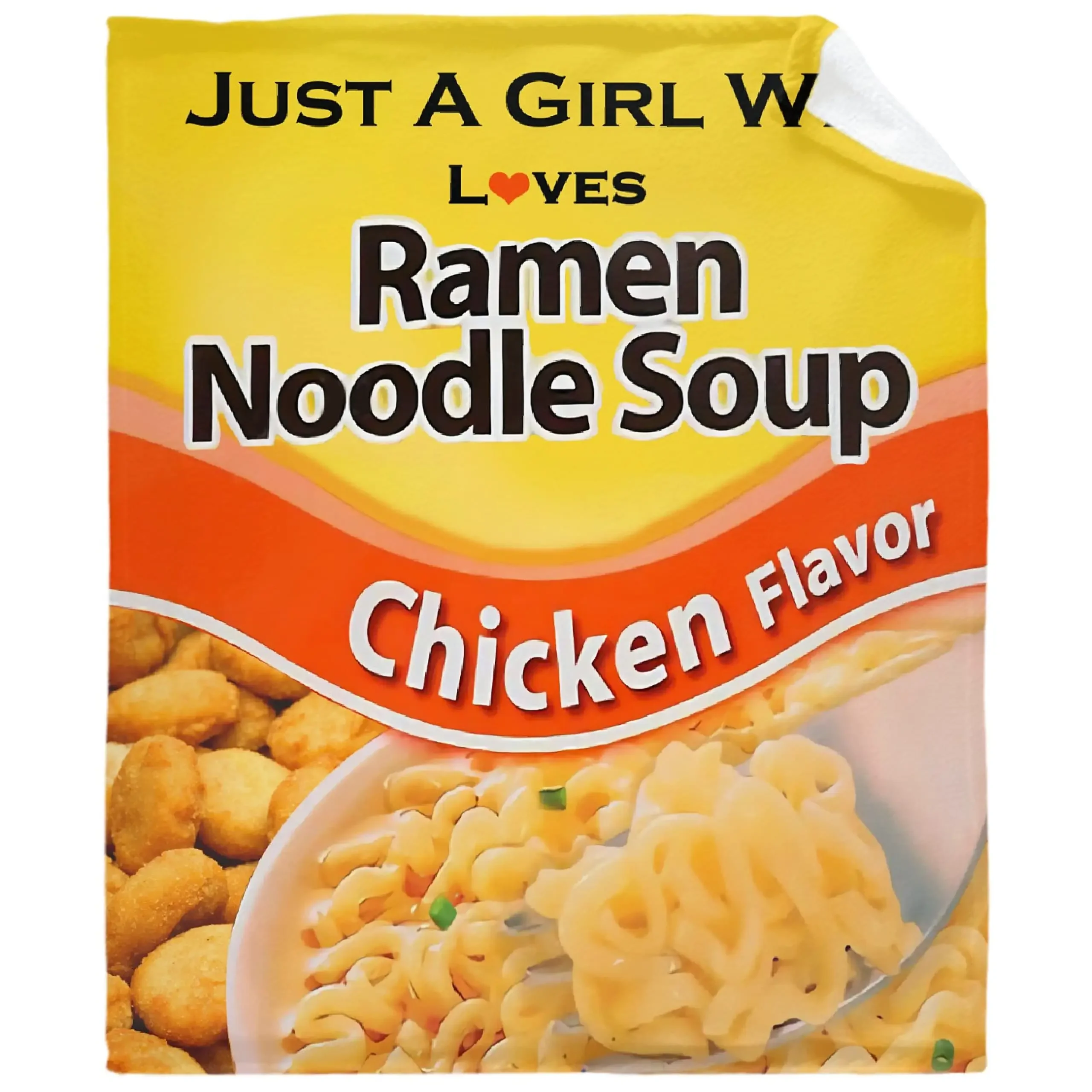 Just A Girl Who Loves Ramen pollo Flavor Throw Blanket, manta de franela suave para regalos, mantas peludas y acogedoras para sofá, sofá y cama