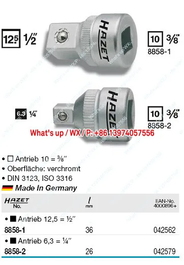 German Hatchet HAZET adapter 8858-1 2 male and female conversion head, sleeve conversion head, genuine