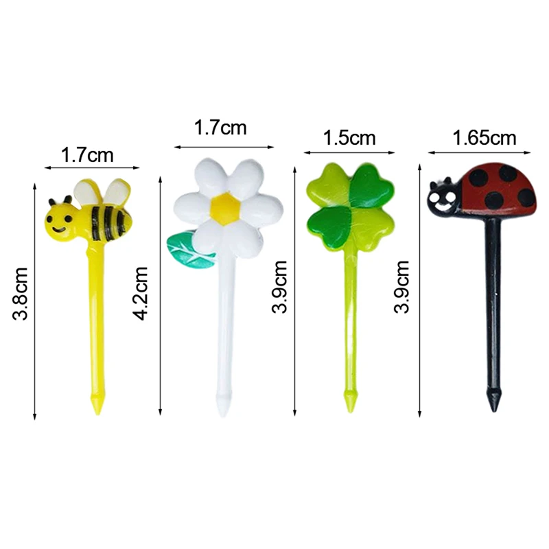 8Pcs Cute Cartoon Bees Fruit Forks Child Plastic Household Snack Dessert Dried Fruit Cake Forks Bento Accessories