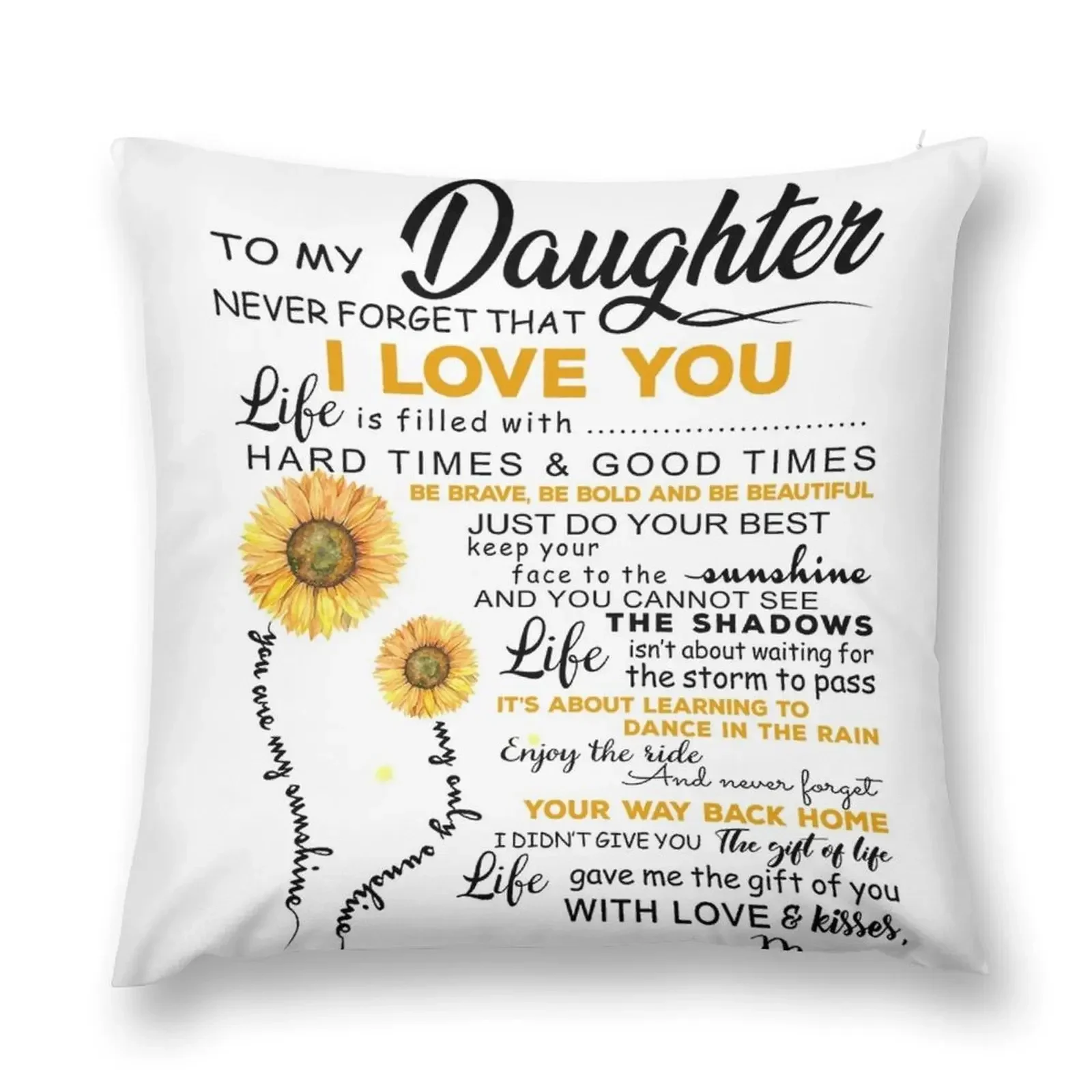 

Sunflower To My Daughter Throw Pillow pillow cover christmas luxury home accessories pillow