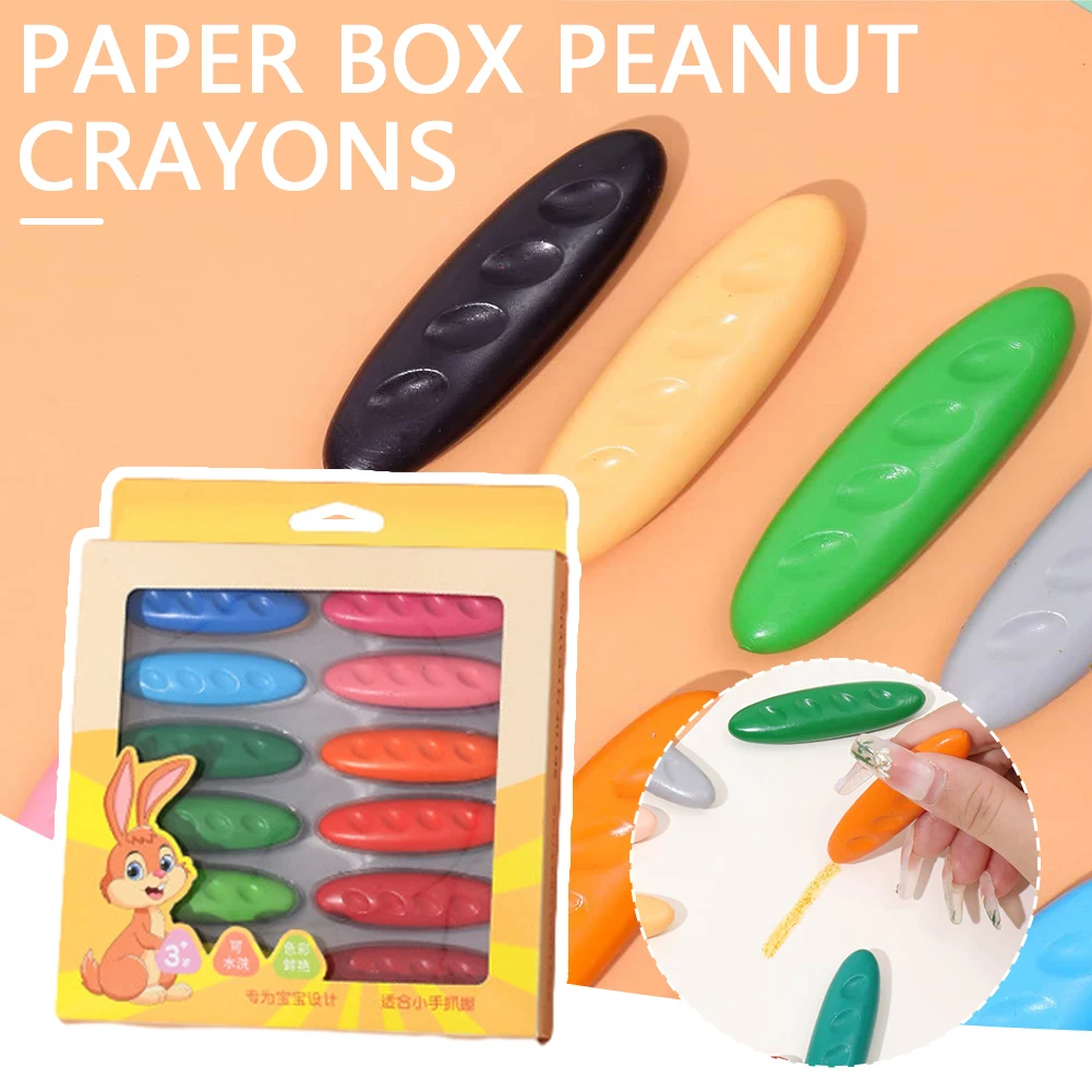 طقم أقلام تلوين بلاستيكية للأطفال على شكل فول سوداني ، أطقم أقلام تلوين رسم خفيفة الوزن ، هدية عيد الطفل