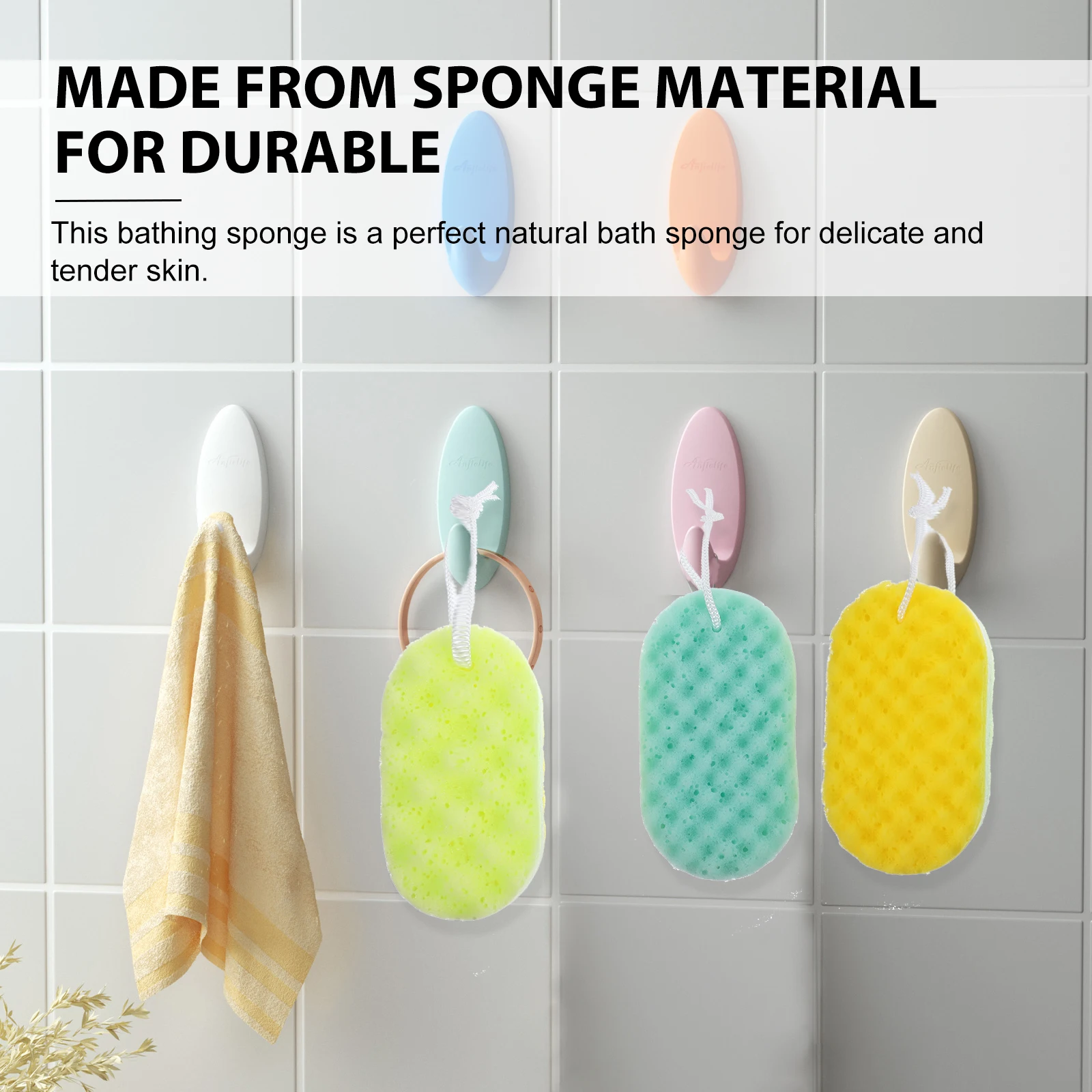 3pcs Bathing Sponge Comfortable Durable Exfoliating Shower Scrubbers For Body Clean Moisture Absorbing With Hanging Rope Bathing