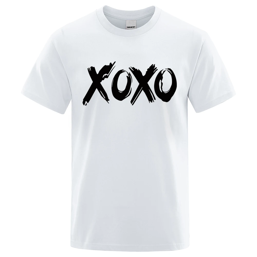 Simple X O X O Art Letter Men Women T Shirt Summer Cotton Sweat T-Shirts Breathable Loose Clothes Cute Street Short Sleeve