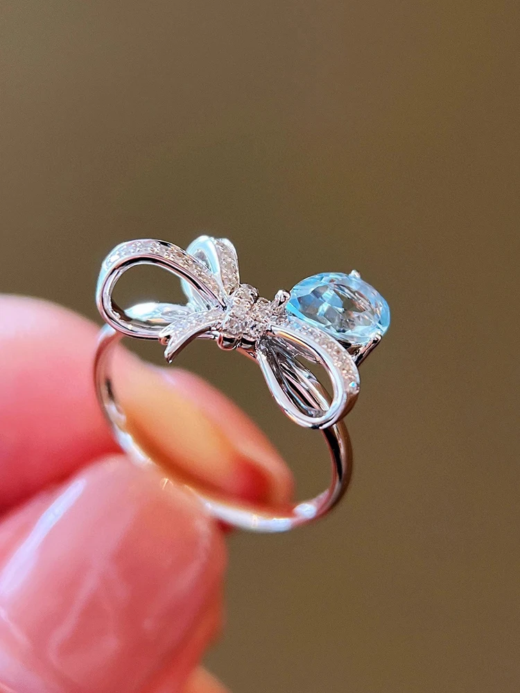 

Женское кольцо из стерлингового серебра 925 пробы, каплевидное, темно-синее, с цирконием, в форме банта, элегантные женские украшения, повседневная одежда, подарки для праздничной вечеринки