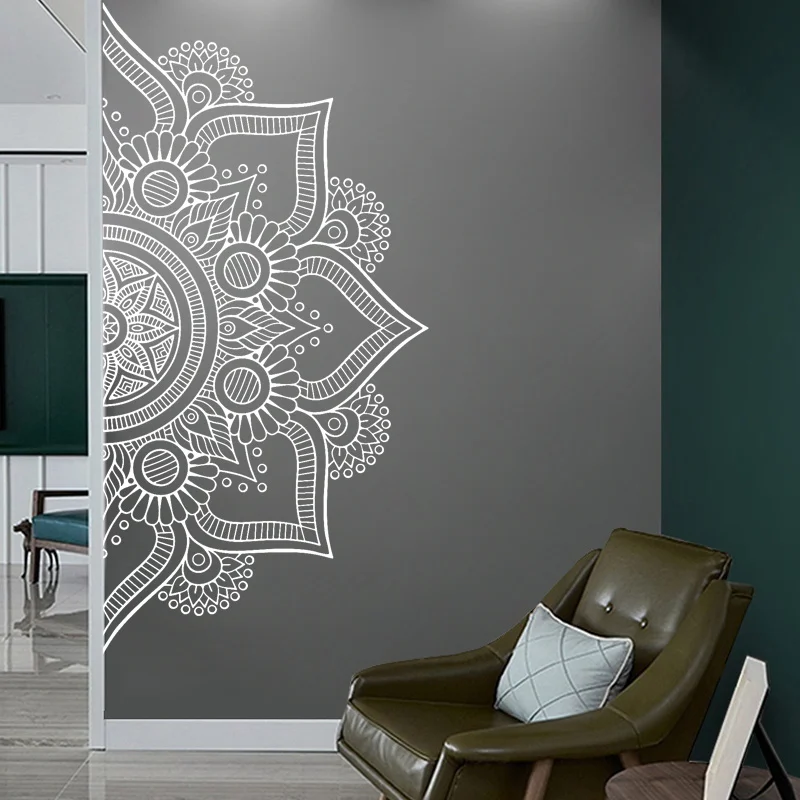 Half Mandala Wall Art Decals - Mandala Decal - Boho Decor - Bohemian Stickers - Headboard Decal - Yoga Studio Vinyl  MT40