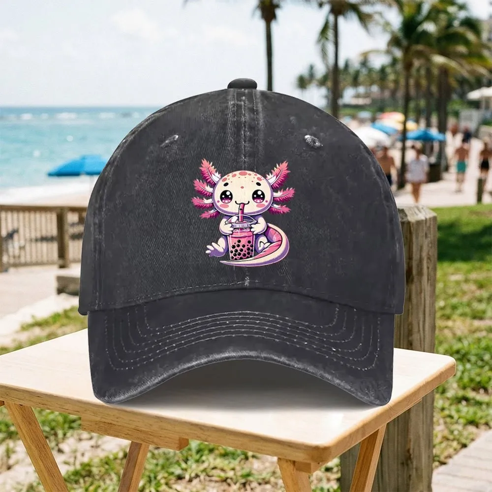 Adorable Salamander Bubble Tea Cap Cowboy Sun Hats Hip Hop Mens Snapback Cap