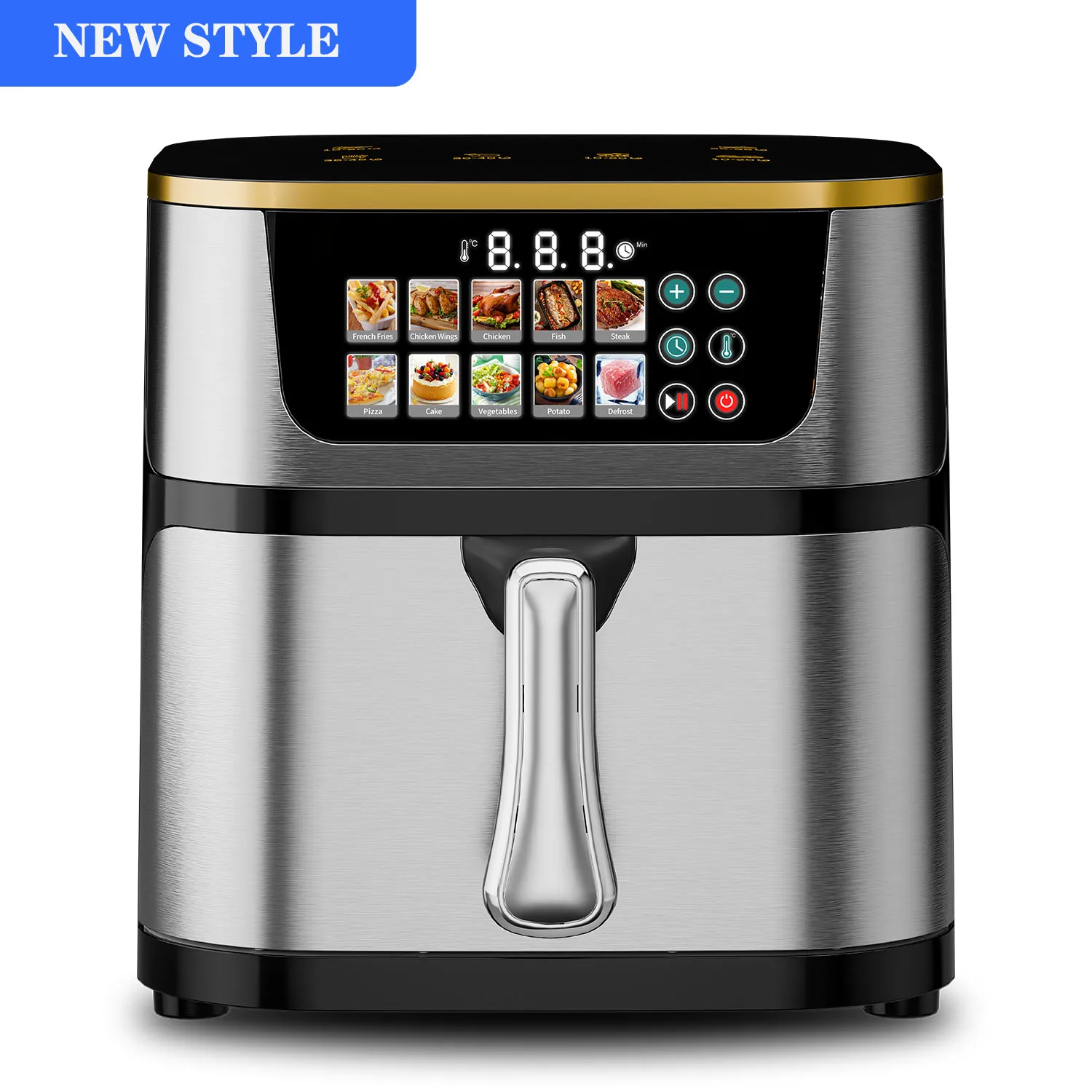 

2026 New Model Multi-functionalNew Model 10-in-1 Stainless Steel Air Fryer for Home Use, LCD Touch Screen, with 360-degree Circu