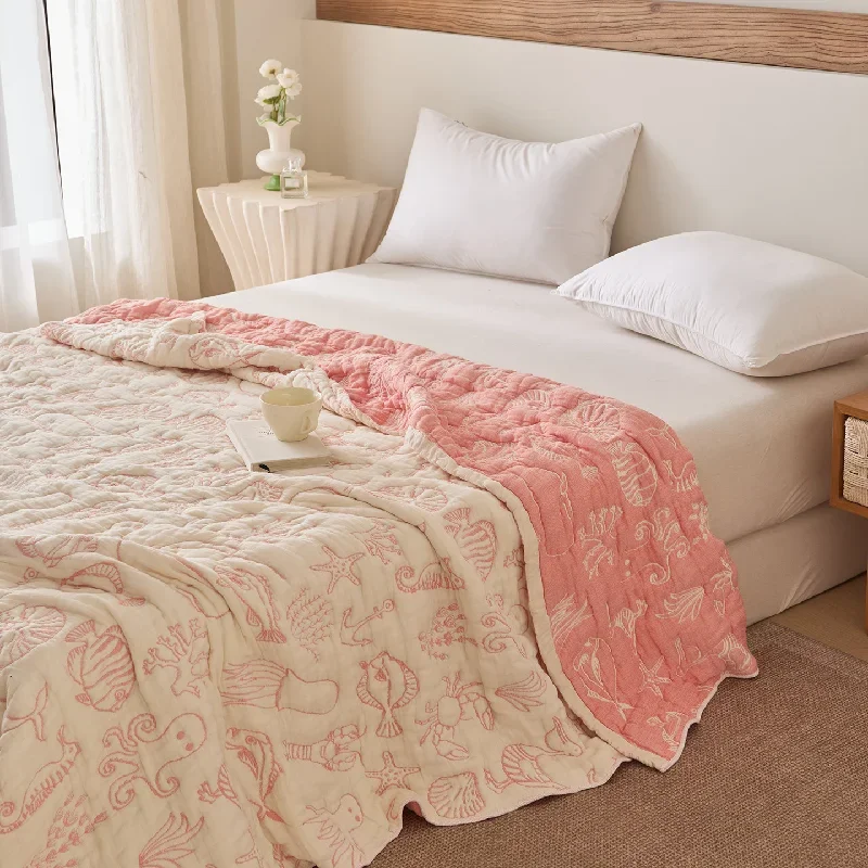 Cotton Puff Gauze Blanket, Soft Breathable Towel Blanket, Thick Comfortable Skin-Friendly Throw for Home Office Nap, Sofa Cover