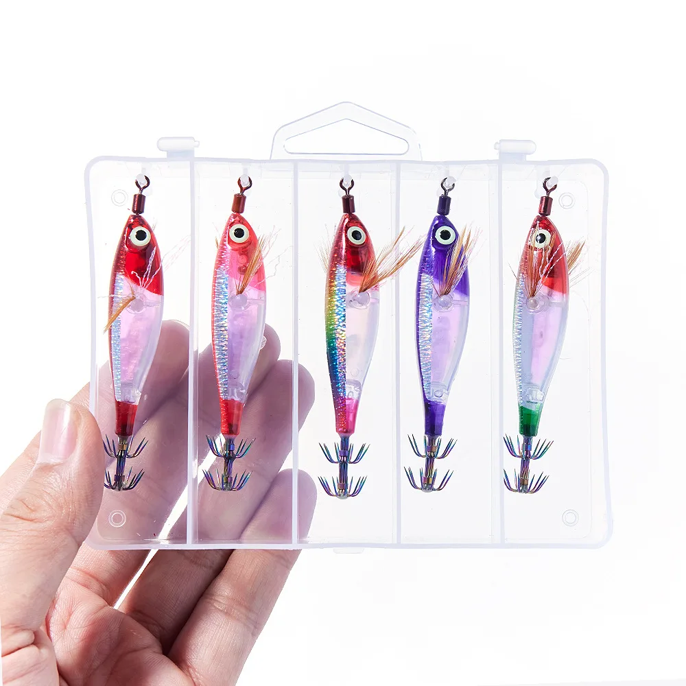 Laser-Nachtglanz-Horizontale Holz-Garnelenköder 7,9 cm 5 g Tintenfischhaken, Oktopusköder, Großaugen-Garnelen, Rundbauch-Garnelen 5A Set P – Detail 8