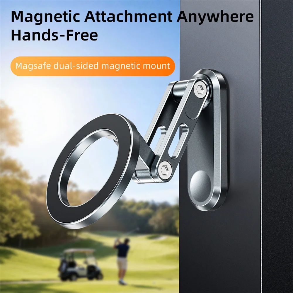 Dual Sided Magnetic Phone Holder 360 Rotatable Aluminum Stand for iPhone 17 Samsung MagSafe Gym Workout Golf Cart Phone Mount