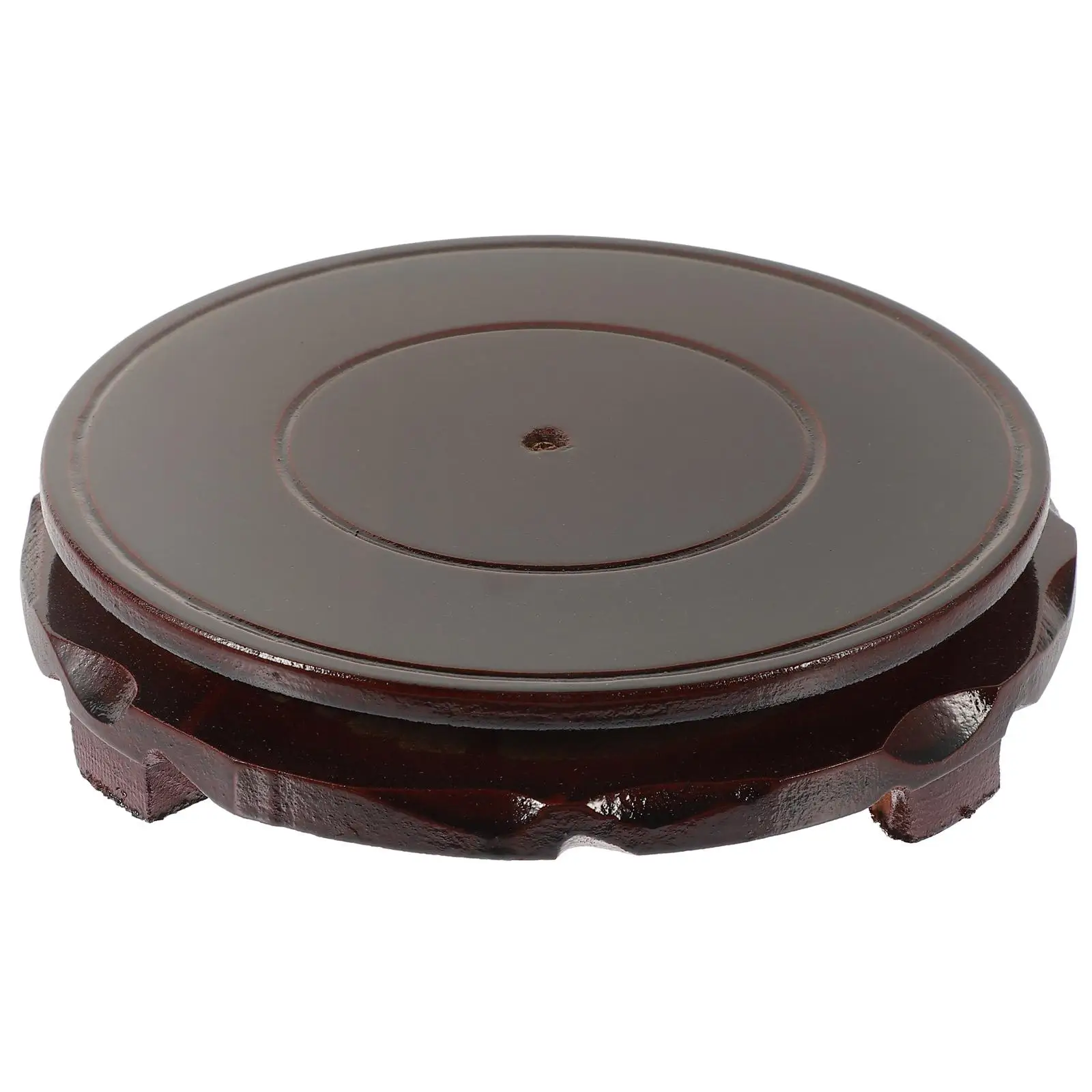 

Rotating Wood Base Pedestal 18cm Diameter Sturdy Plant Stand for Indoor Flowerpot Planter Display Kitchen Counter Decor