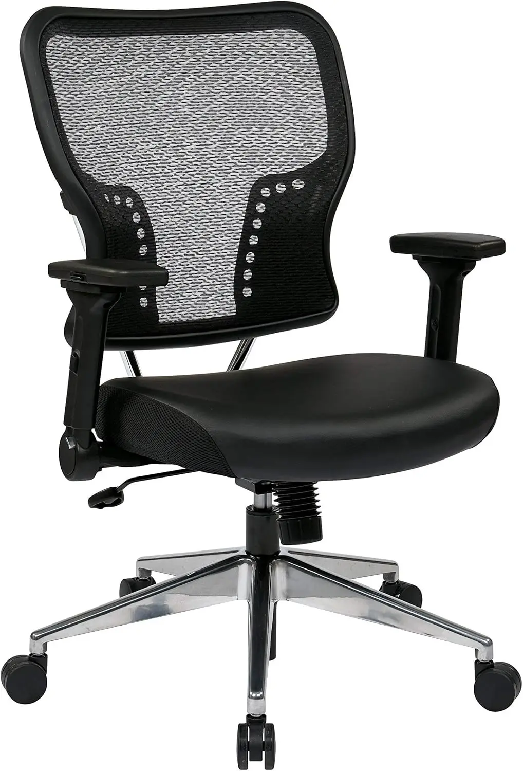 Space Seating 213 Series Air Grid Back Adjustable Manager'S Office Chair With Padded Eco Leather Seat With 4-Way Adjustable