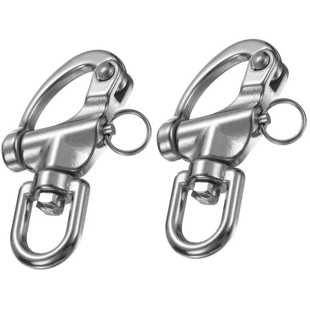 2Pcs 3.4 Inch Quick Release Snap Shackle, 316 Stainless Steel Fixed Bail Marine Rigging Hardware New