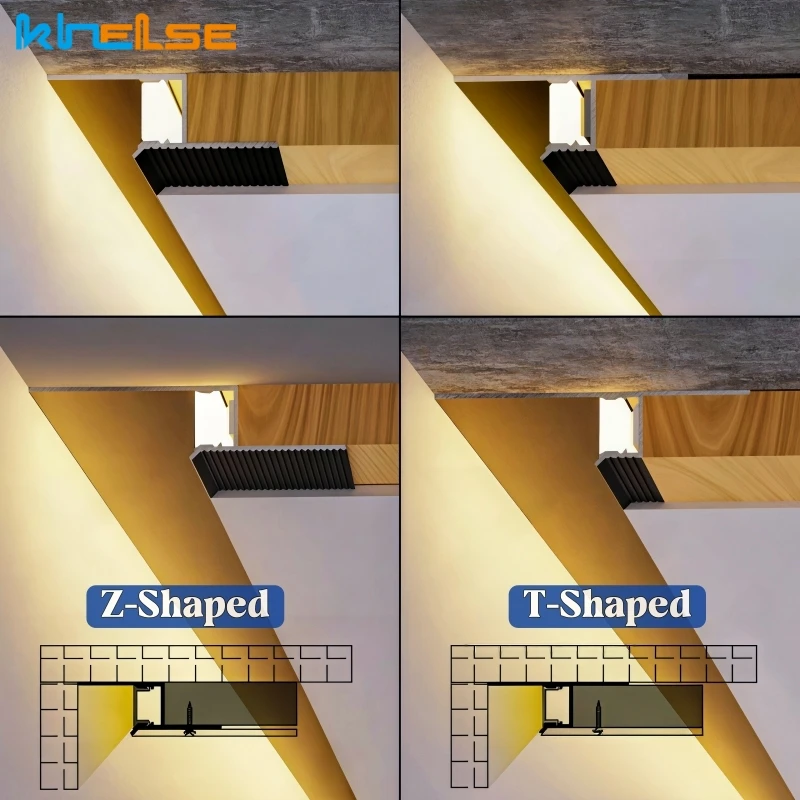 1M Ultra Narrow Shadow Gap LED Aluminum Profile Recessed Ceiling Edge Backlight Channel Top Corner Drywall Decor Bar Strip Light