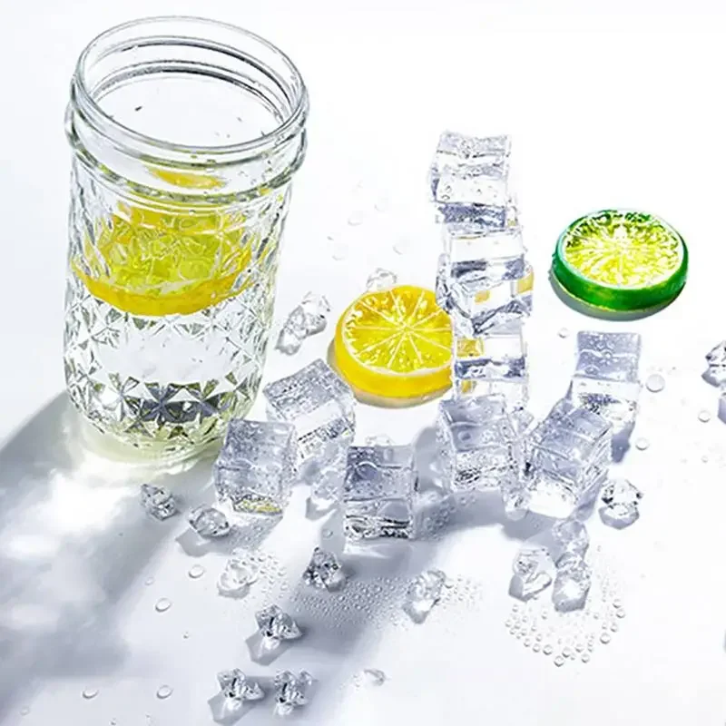 A Set 3D Acrylic Fake Ice Cube Artificial Square Crystal Ice Bar Props Ice Cube Maker DIY Ball Molds for Whiskey Advantage