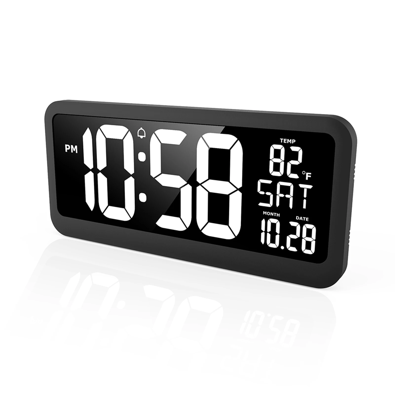LED Alarm Clock Rectangular Wall Clock Level 3 Brightness Backlight Adjustment Living Room Alarm Clock Black