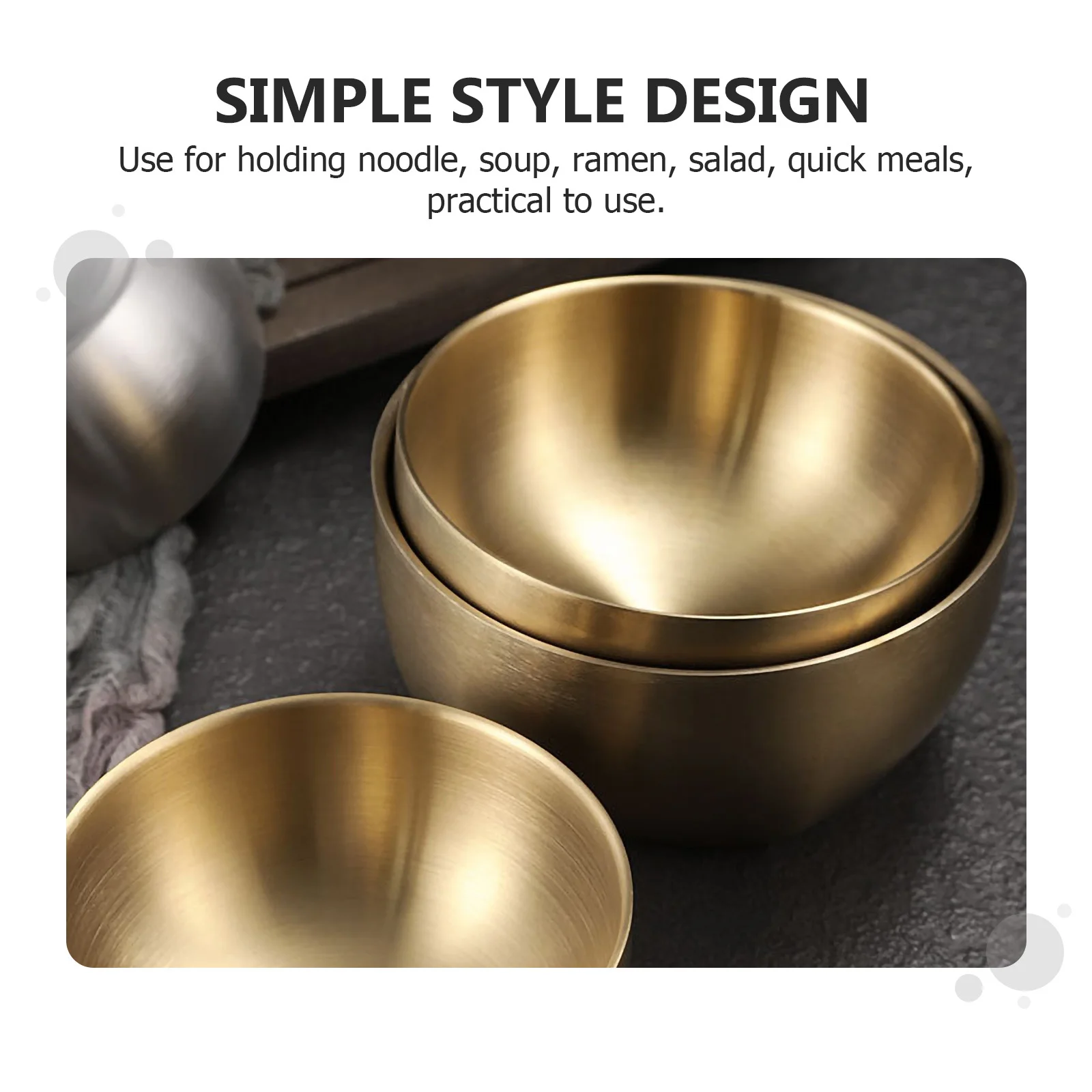 

1pc Stainless Steel Rice Korean Style Soup Bowl Non-Slip Bottom Salad Dessert Bowl For Home Restaurant Kitchen Supply