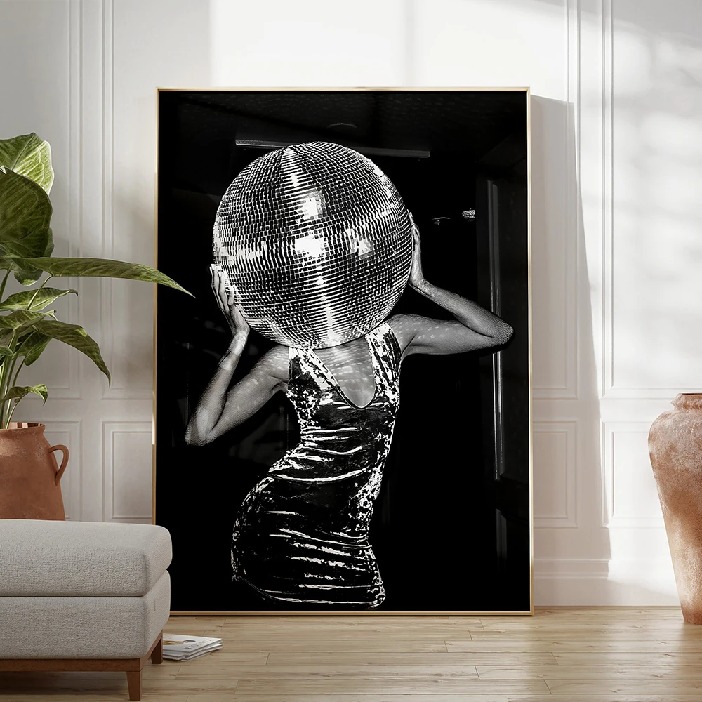 Disco Tequila Poster Vintage Magazine Wall Art Canvas Painting Prints Female Disco Ball Wall Pictures For Living Room Home Decor