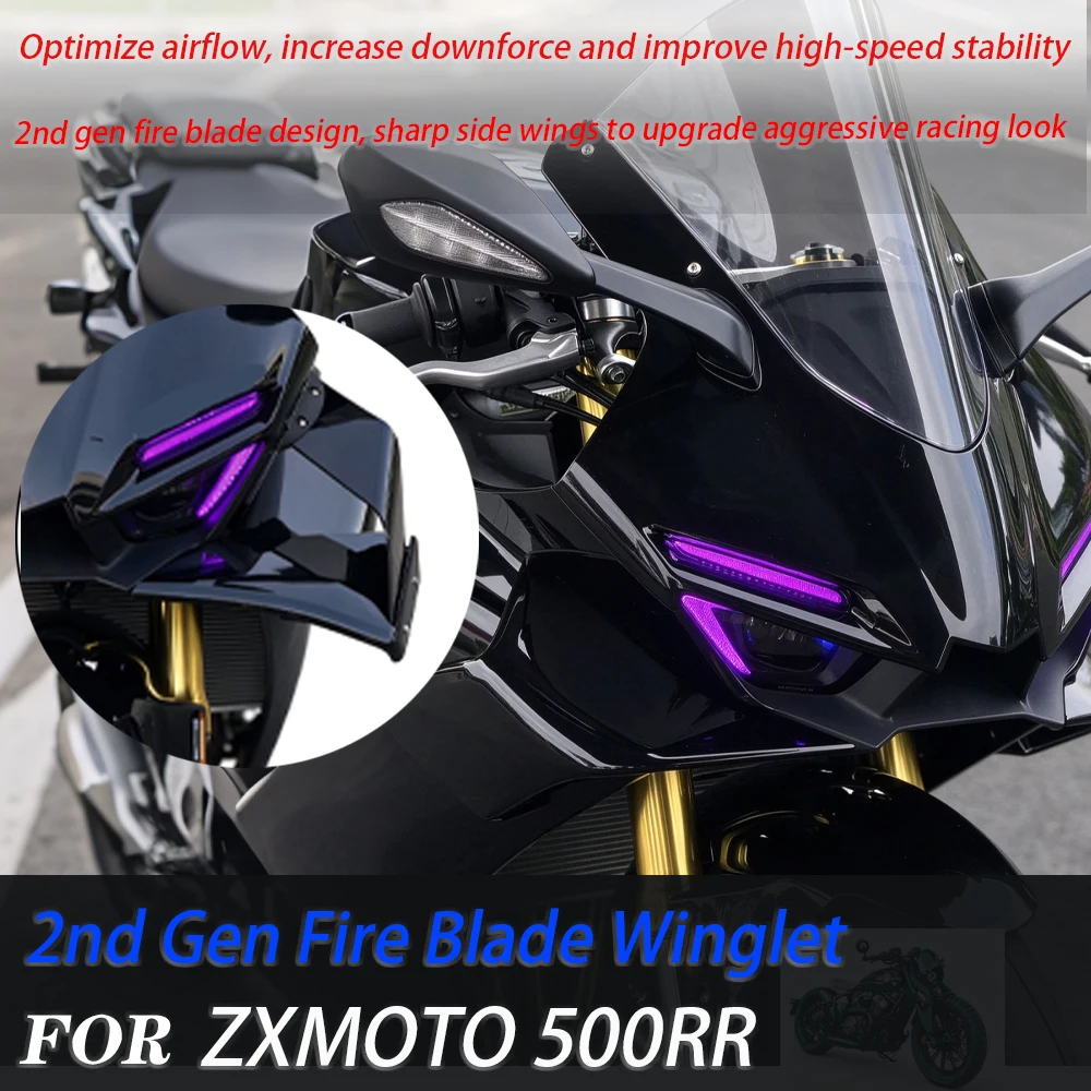 For ZXMOTO 500RR Motorcycle 2nd Gen Fire Blade Winglet, Fairing Spoiler ...